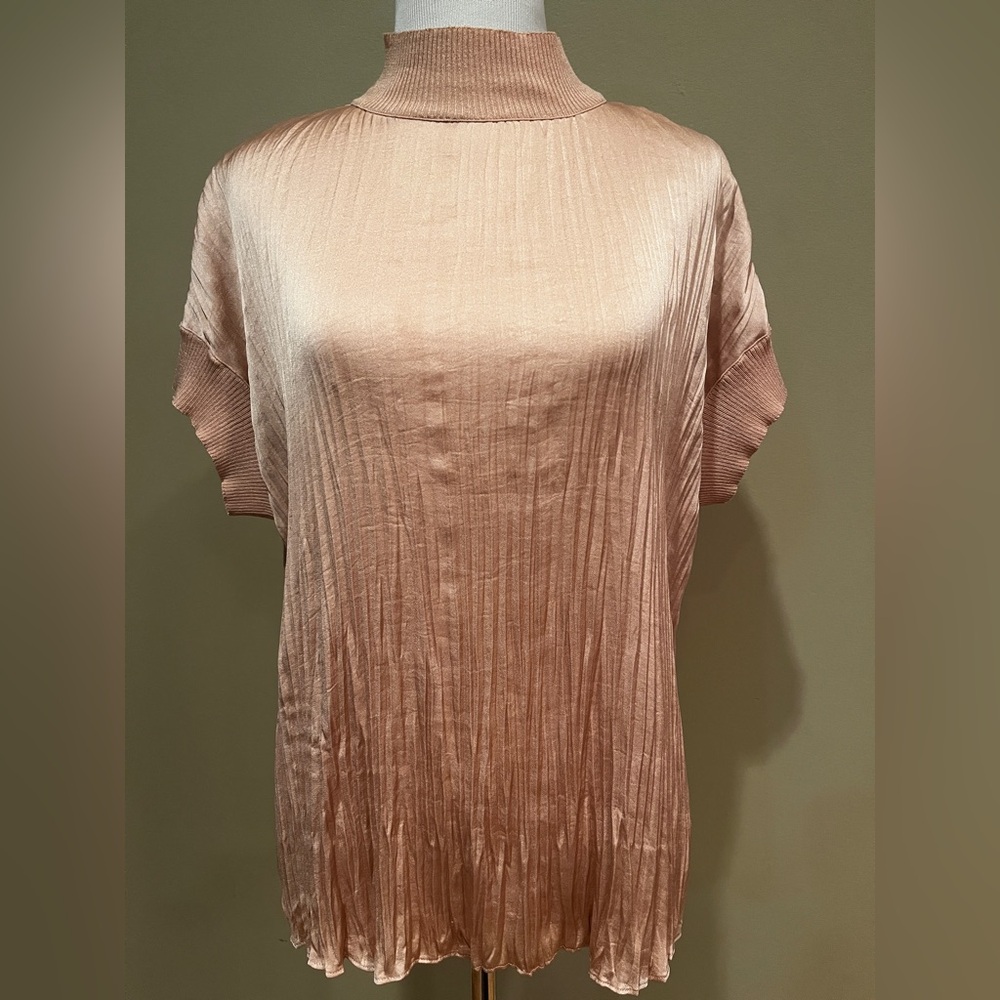 Vince Women's Short Sleeve Silky Blush Pink Blouse - Size Small